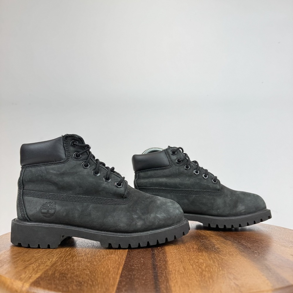 Big Kids Timberland Premium 6 in Black Leather Waterproof Ankle Boots Size 2.5 Y